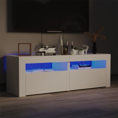 Gossi comoda tv cu lumini led, alb, 120x35x40 cm foto