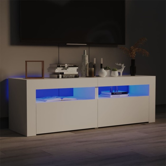 Gossi comoda tv cu lumini led, alb, 120x35x40 cm