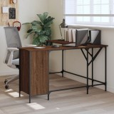 Birou vidaXL Stejar Maro 141x141x75 cm, Lemn Prelucrat, Forma L, Cadru Metalic, Picioare Ajustabile