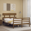 VidaXL Cadru de pat cu tăblie, maro miere, 140x200 cm, lemn masiv