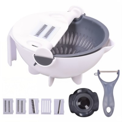 Taietor manual de legume,9 in 1 castron cu scurgatoare, ustensile detasabile foto