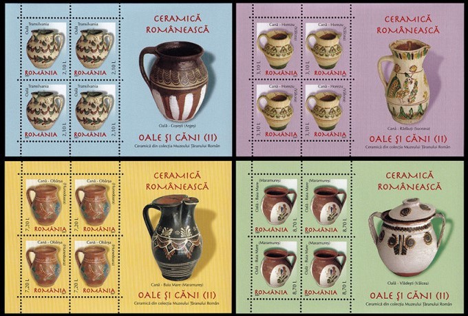 Romania 2007 - Ceramica romaneasca - oale si cani (II), minicoli, MNH - LP 1788a