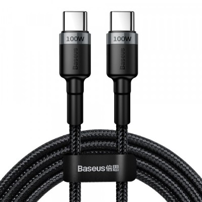 Cablu Date si Incarcare USB-C - USB-C Baseus Cafule, 100W, 2m, Gri CATKLF-ALG1 foto