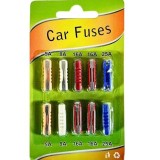 Cumpara ieftin Set 10 sigurante auto tip torpedo, 5A-25A, sigurante cilindrice pentru autoturisme clasice, kit protectie instalatie electrica
