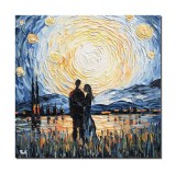 Cumpara ieftin Tablou 3D cu indragostiti pictat manual, Impreuna pentru totdeauna, 50x50cm ulei pe panza, Vali Pop