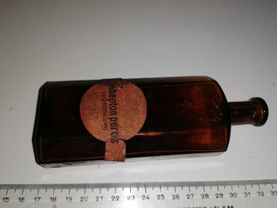 RARA = STICLA VECHE FARMACIE ANII 1900 IHHEPTON PERROS ,OPONICUM,MERCK-TIMBRATA foto