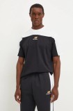 New Balance tricou din bumbac Classics Color Block Graphic barbati, culoarea negru, cu imprimeu, MT43527BK