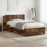 Cumpara ieftin Cadru de pat cu depozitare si tablie Stejar fumuriu 90 x 200 cm