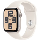Apple Watch SE2 2024, GPS, 44mm, Starlight Aluminium Case, Starlight Sport Band, Marime S/M