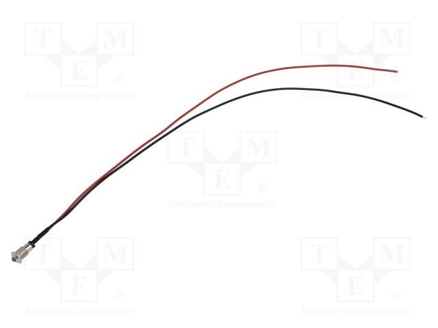 Lampă LED convexă verde 2,1VDC &Oslash;6mm BIVAR