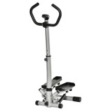 HOMCOM Stepper cu Monitor LCD, M&acirc;nere Reglabile și Benzi Elastice, Negru și Argintiu | Aosom Romania