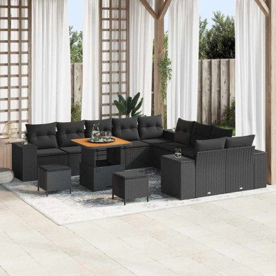 vidaXL Set de canapele pentru grădină 13 pcs Negru 80 x 80 x 71 cm 3364009 foto