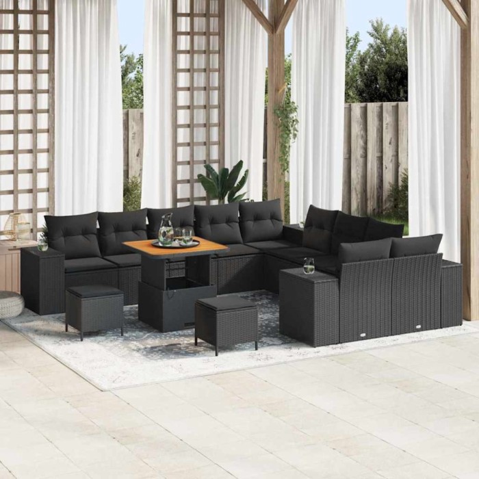 vidaXL Set de canapele pentru grădină 13 pcs Negru 80 x 80 x 71 cm 3364009