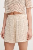 MAX&amp;Co. pantaloni scurți femei, culoarea bej, uni, high waist, 2516781024200