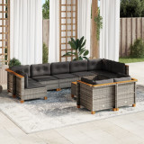 Set mobilier de gradina cu perne, 10 piese, gri, poliratan GartenMobel Dekor, vidaXL