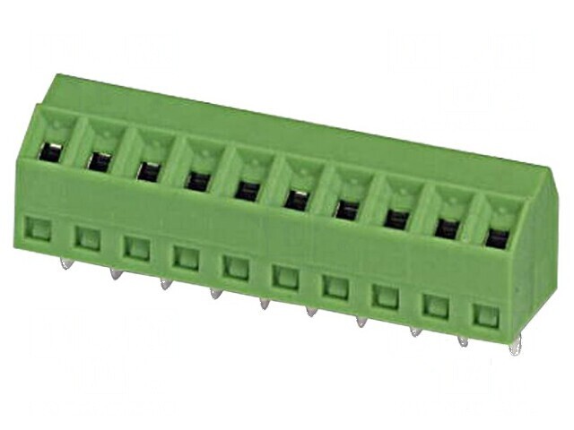 Regletă de conexiuni PCB unghi 55&deg; 3,5mm 8 piste 10A