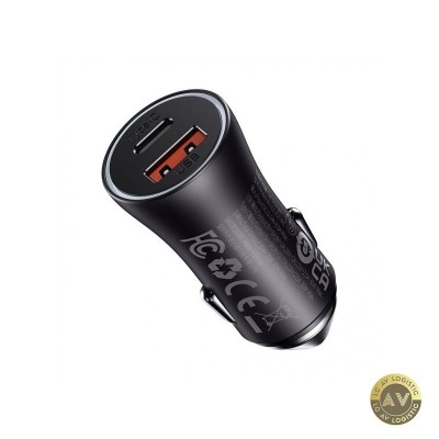 Incarcator Auto Baseus Golden Contactor Max 60W 3A 1 x USB-A - 1 x USB-C Gri CGJM000113 foto