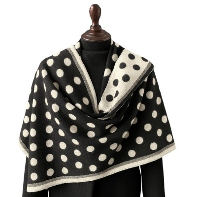 Esarfa casmir buline alb-negru foto