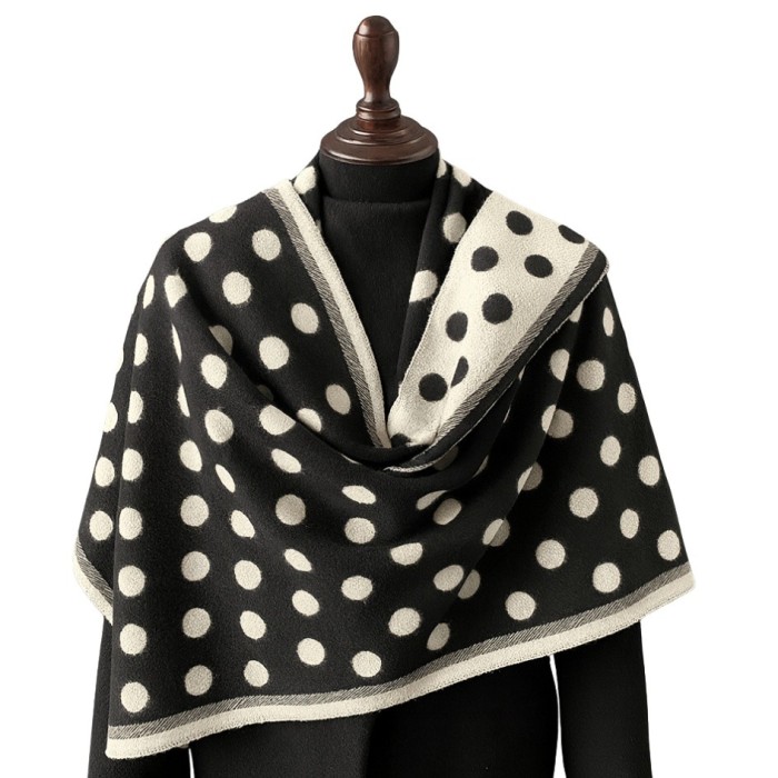 Esarfa casmir buline alb-negru