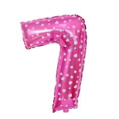 Balon din folie metalizata flippy, figurina cifra, imprimeu inimi, tema aniversare 80 cm, ambalaj individual, pai inclus, umflare cu aer sau heliu, ro