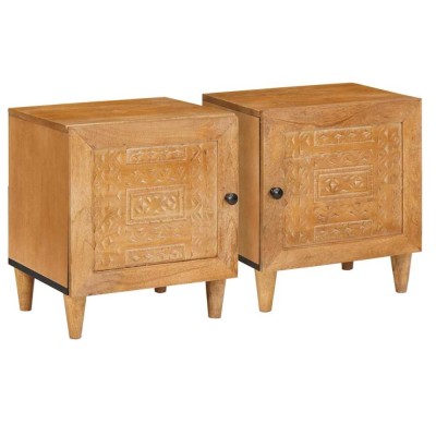 vidaXL Noptieră 2 pcs Maro deschis 40 x 33 x 46 cm Lemn masiv de mango 4018077 foto