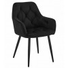 Scaun stil fotoliu bucatarie/living, Artool, York, catifea, metal, negru, 56x62x83.5 cm