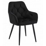 Cumpara ieftin Scaun stil fotoliu bucatarie/living, Artool, York, catifea, metal, negru, 56x62x83.5 cm