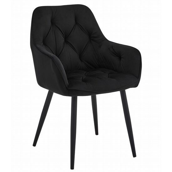 Scaun stil fotoliu bucatarie/living, Artool, York, catifea, metal, negru, 56x62x83.5 cm