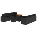 vidaXL Set de canapele pentru grădină cu pernă 11 pcs Negru poliratan 3363924