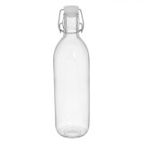 Sticlă Apă, Model Unic, Sticlă Transparentă, Dop Alb, Capacitate 1L, Diametru 8cm, &Icirc;nălțime 31cm, Oem