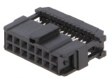 Mufă IDC Mamă 14 Pin Aurit Negru pentru Cablu-Bandă 1,27mm, TE Connectivity