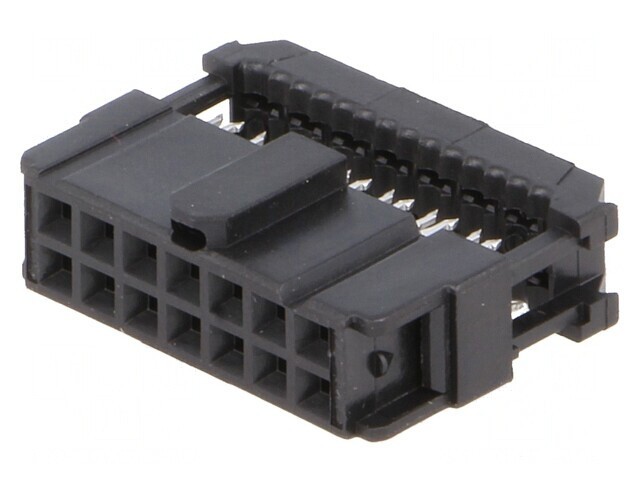 Mufă IDC Mamă 14 Pin Aurit Negru pentru Cablu-Bandă 1,27mm