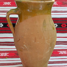 Ulcea de 2 litri de lut ars (4), ceramica traditionala romaneasca vechime 75 ani