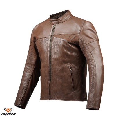 Geaca (jacheta) barbati pentru scuter - motocicleta piele Urban/Heritage Ixon vara model Cranky Air MS culoare: maro Maro XXL foto