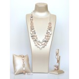 Cumpara ieftin Set Bijuterii Perle Cultura Multicolore Argint 925 Placat Aur Roz Eternal (Colier, Bratara, Inel, Cercei) Made in Italy