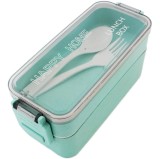 Cumpara ieftin Cutie pentru pranz, 750 ml, tacamuri, 2 compartimente, verde, Oem