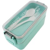 Cutie pentru pranz, 750 ml, tacamuri, 2 compartimente, verde