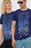 Lee Cooper tricou din bumbac culoarea albastru marin, cu imprimeu