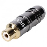 Conector de lipit metalic RCA mama, HICON HI-CF08-WHT