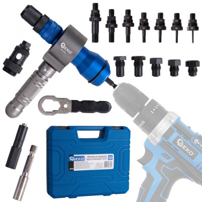 Kit adaptor nituire pop-nituri 3 in 1 cu nituri si piulite, Geko G01354 foto