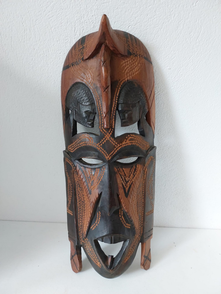 Masca africana Kenya sculptata in lemn, 1987, 41x16cm | Okazii.ro