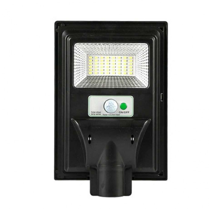 Lampa solara stradala, cu telecomanda, senzor de miscare si lumina, suport prindere, 48 LED-uri, 5AH, 50W, autonomie 10-12 ore