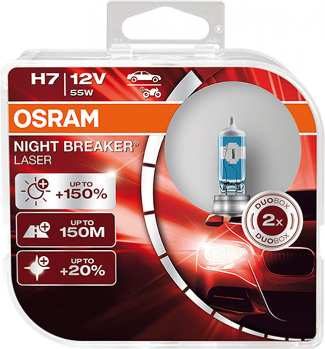 Set 2 becuri halogen H7 Osram Night Breaker Laser NextGen +150%