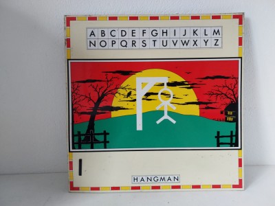 Tabla joc vintage Hangman (Spanzurtoare) - Made in England, tabla de metal, 33x33cm foto