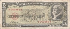 Cuba 5 Pesos 1958 - Maximo Gomez, F269965A, P-91a