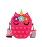 Jucarie Interactiva Antistres Tip Geanta Pop IT, model Unicorn 13.5 x 8.5 x 4 cm-Culoare Fuchsia, Oem