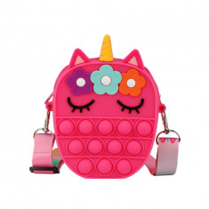 Jucarie Interactiva Antistres Tip Geanta Pop IT, model Unicorn 13.5 x 8.5 x 4 cm-Culoare Fuchsia