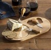 Platou Servire Br&acirc;nzeturi Lemn/Inox + 3 Cutite - 36x18cm / 40x20cm