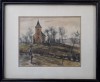 Tablou &ndash; Biserica din deal &ndash; acuarelă de M&aacute;rtonka Andr&aacute;s (1953), Peisaje, Acuarela, Fauvism