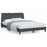 Cadru de pat cu tablie, gri &icirc;nchis, 140x200 cm, catifea GartenMobel Dekor, vidaXL